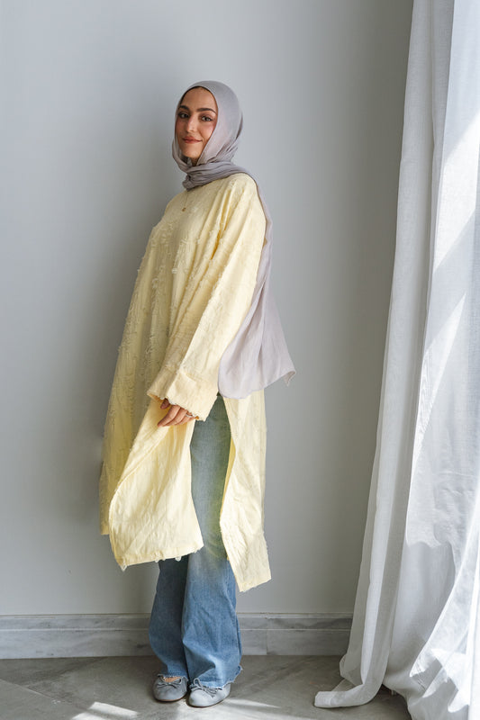 Textured Flow Top-Yellow