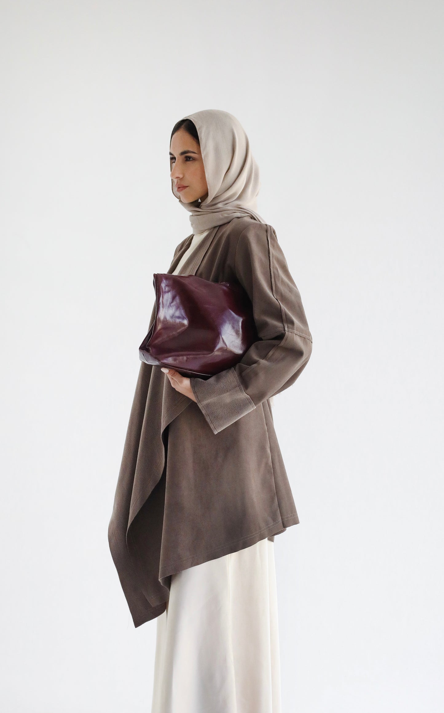 Fur Collar Cardigan-Brown