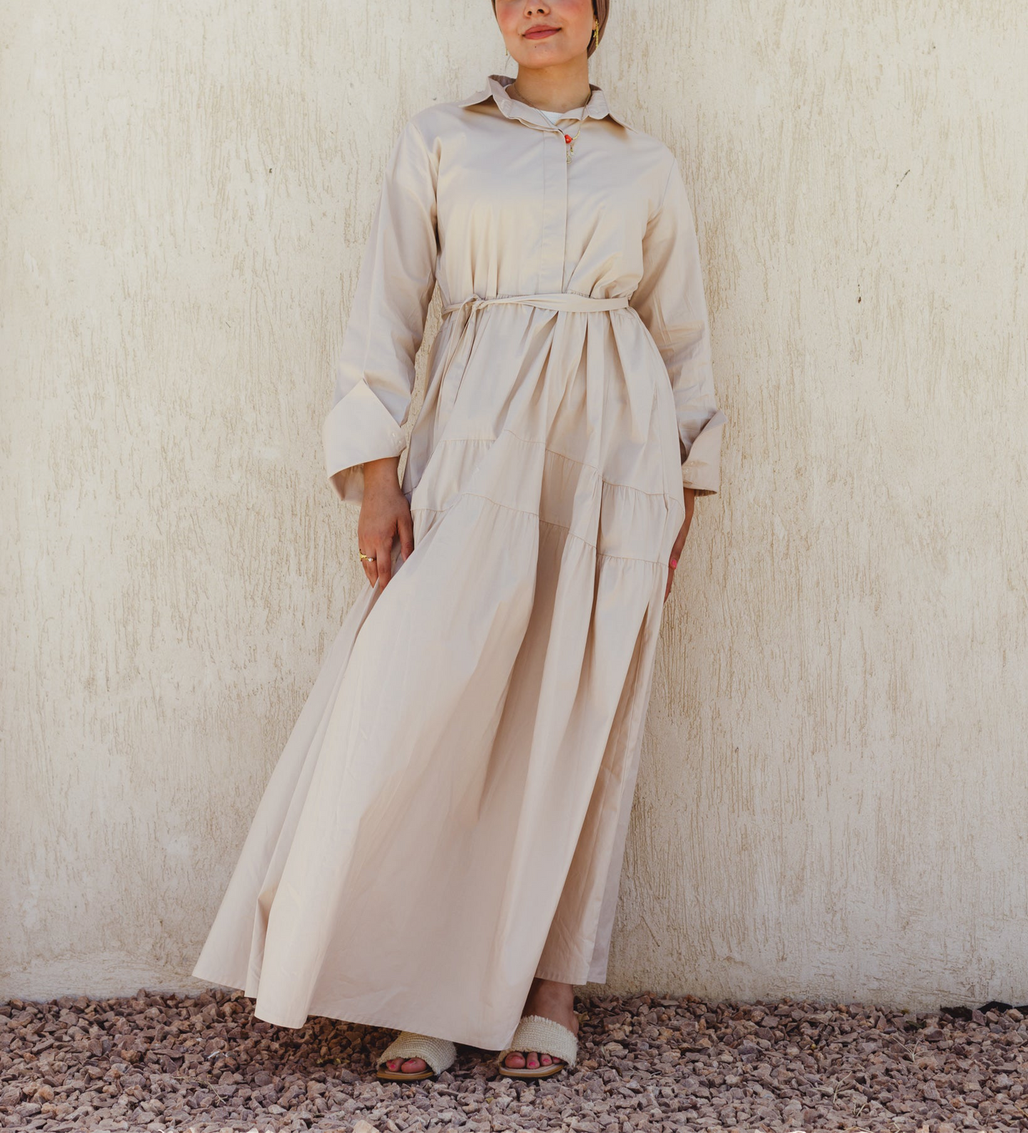Isla poplin Dress (beige)