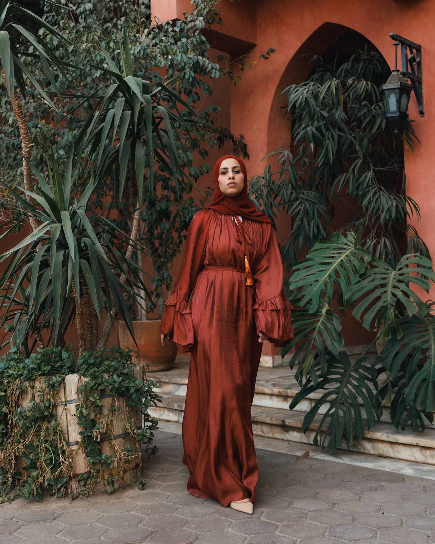 Bell-shimmering dress ( rust)