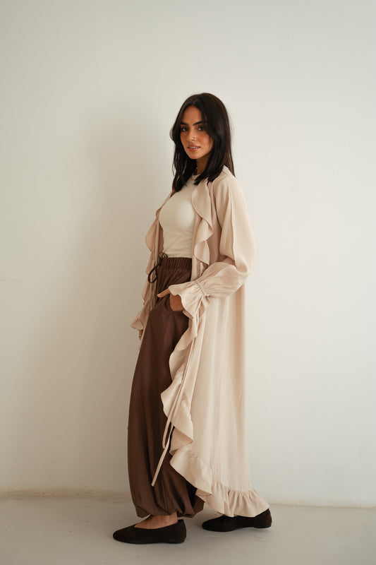 Soft Ruffle cardigan-beige