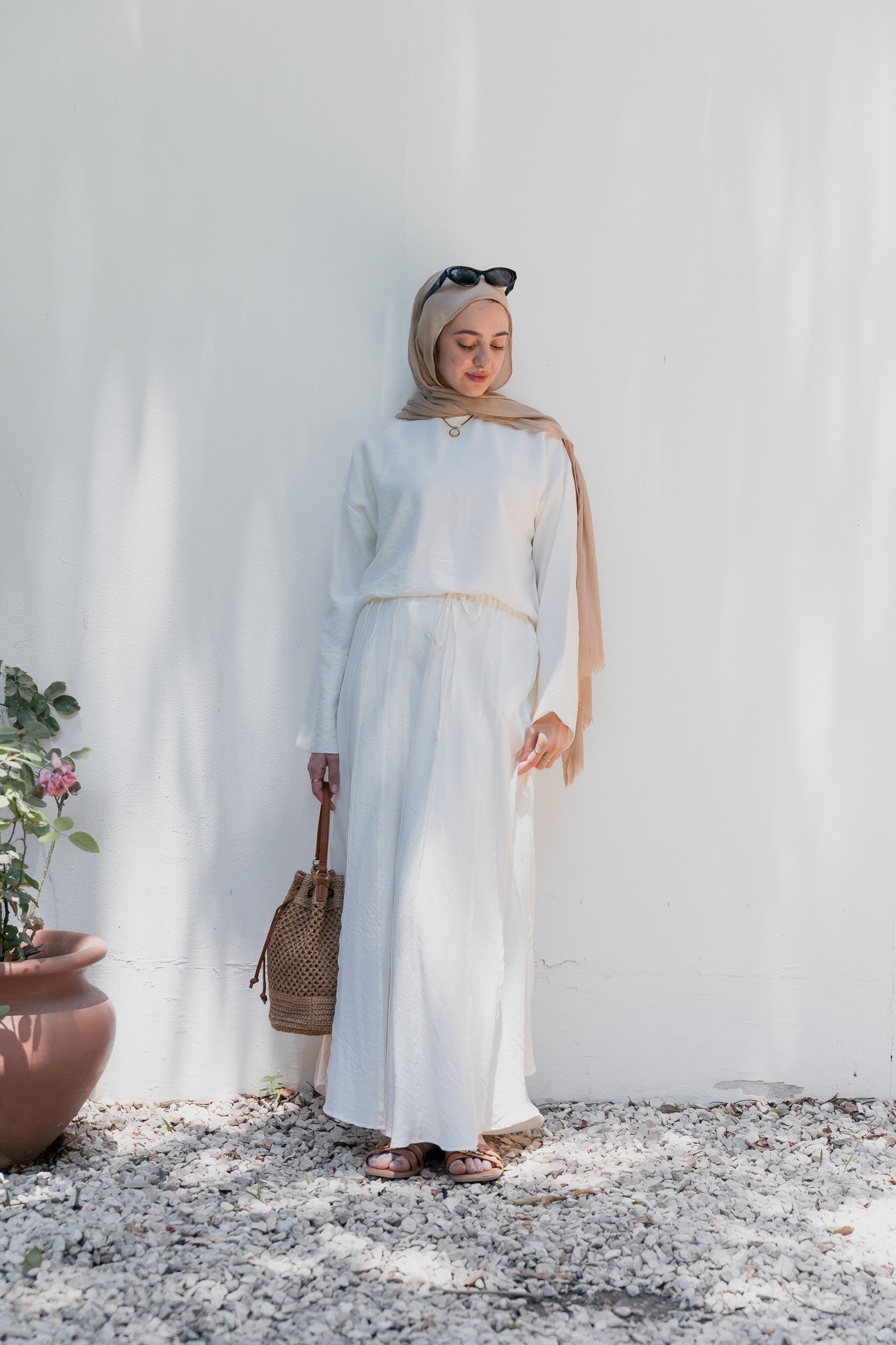 Seamline skirt set( white)