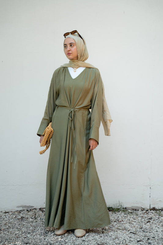 Soft knot dress (olive)