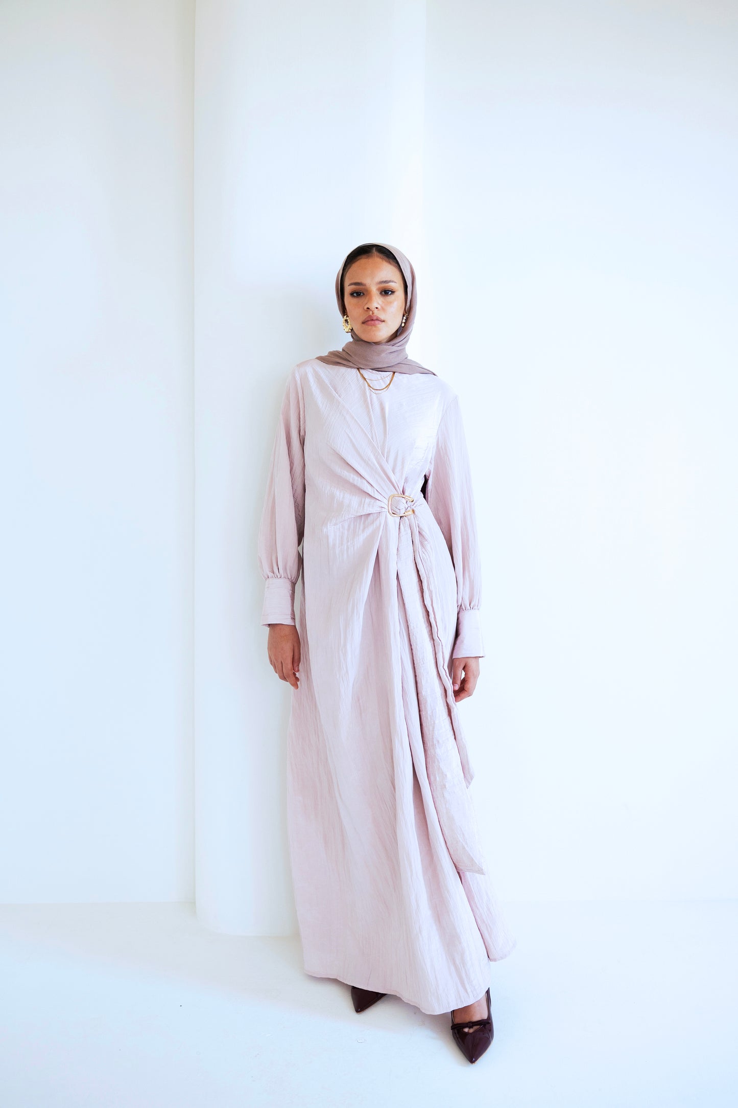 Crinkle Drape Dress (pink)