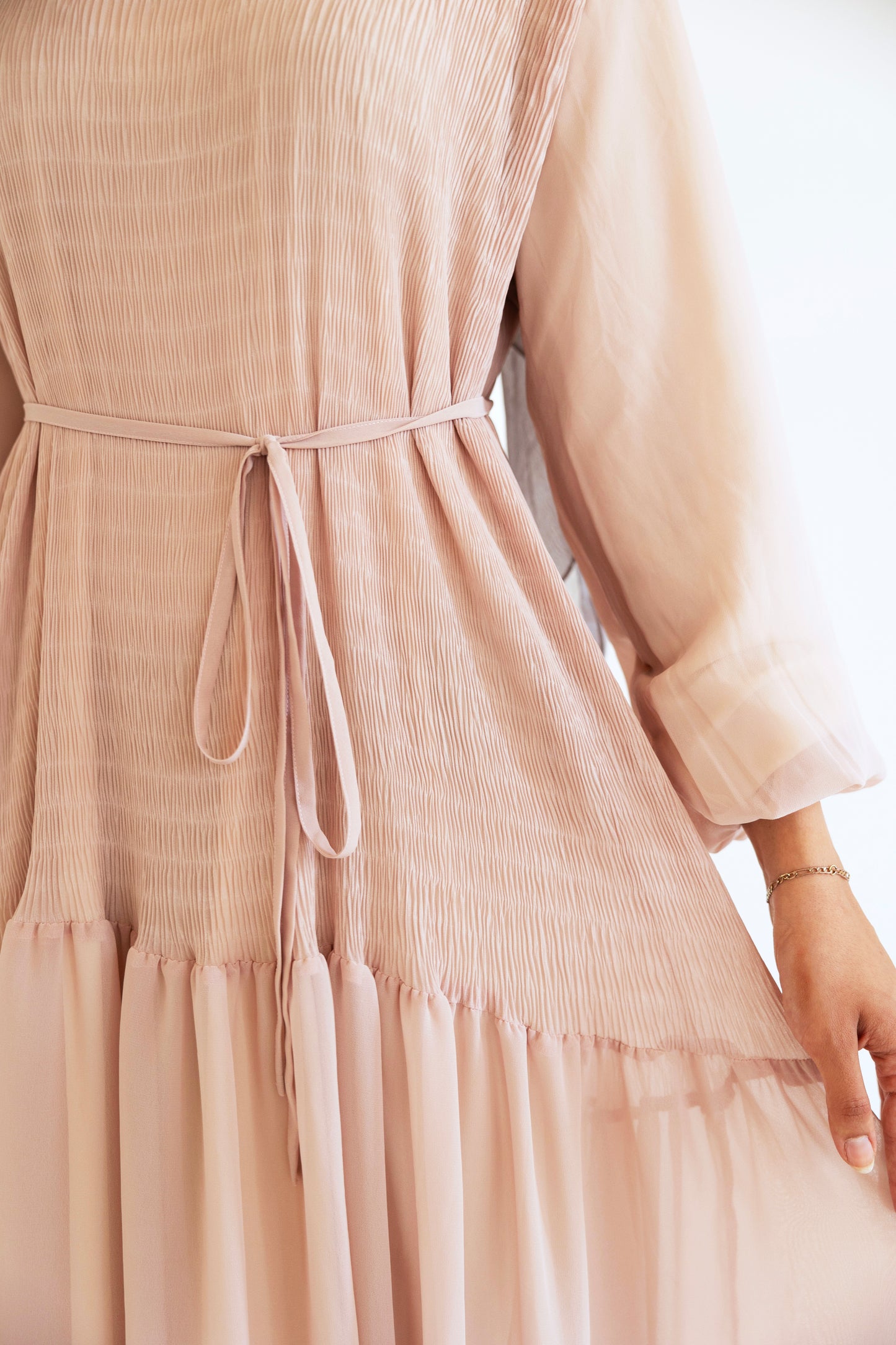 Flowy pleated dress (pink )