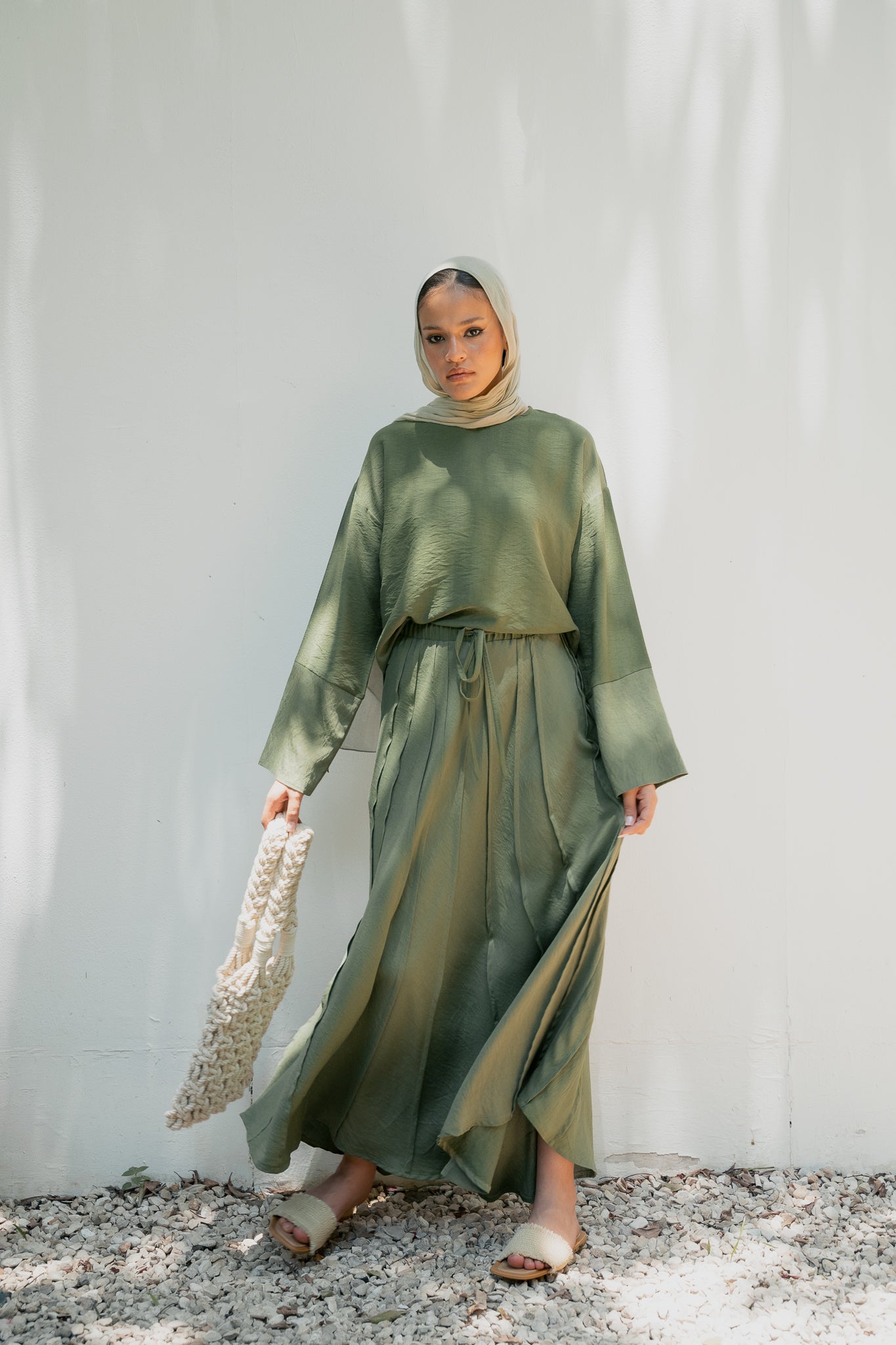 Seamline skirt set( olive )