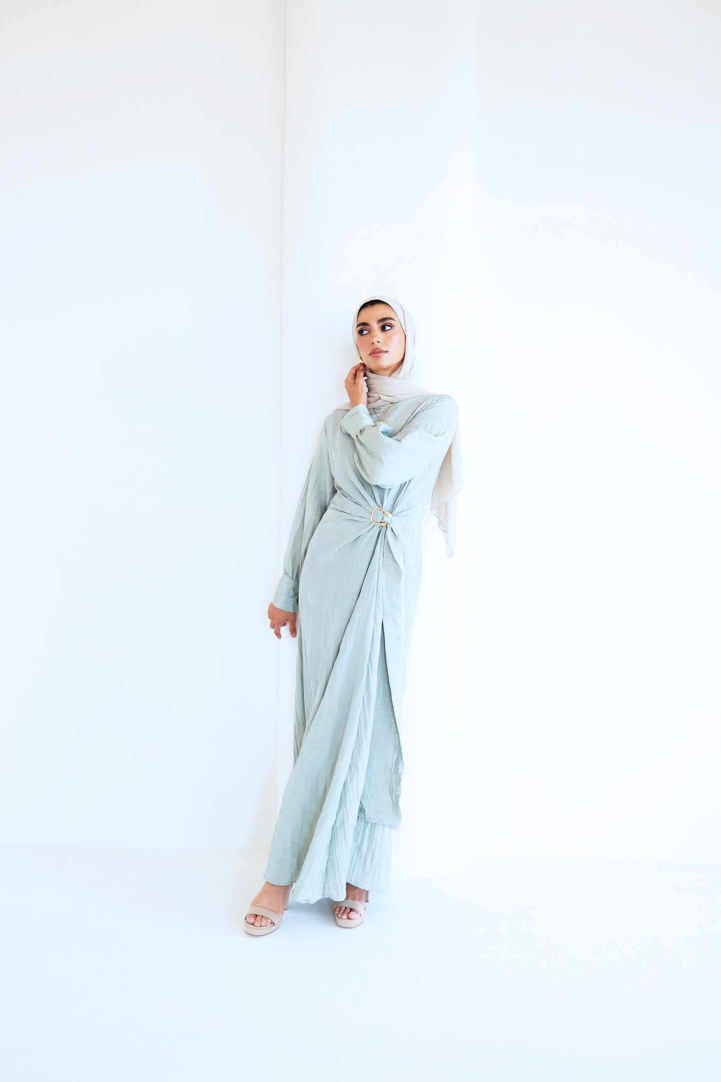 Crinkle Drape dress ( sage )