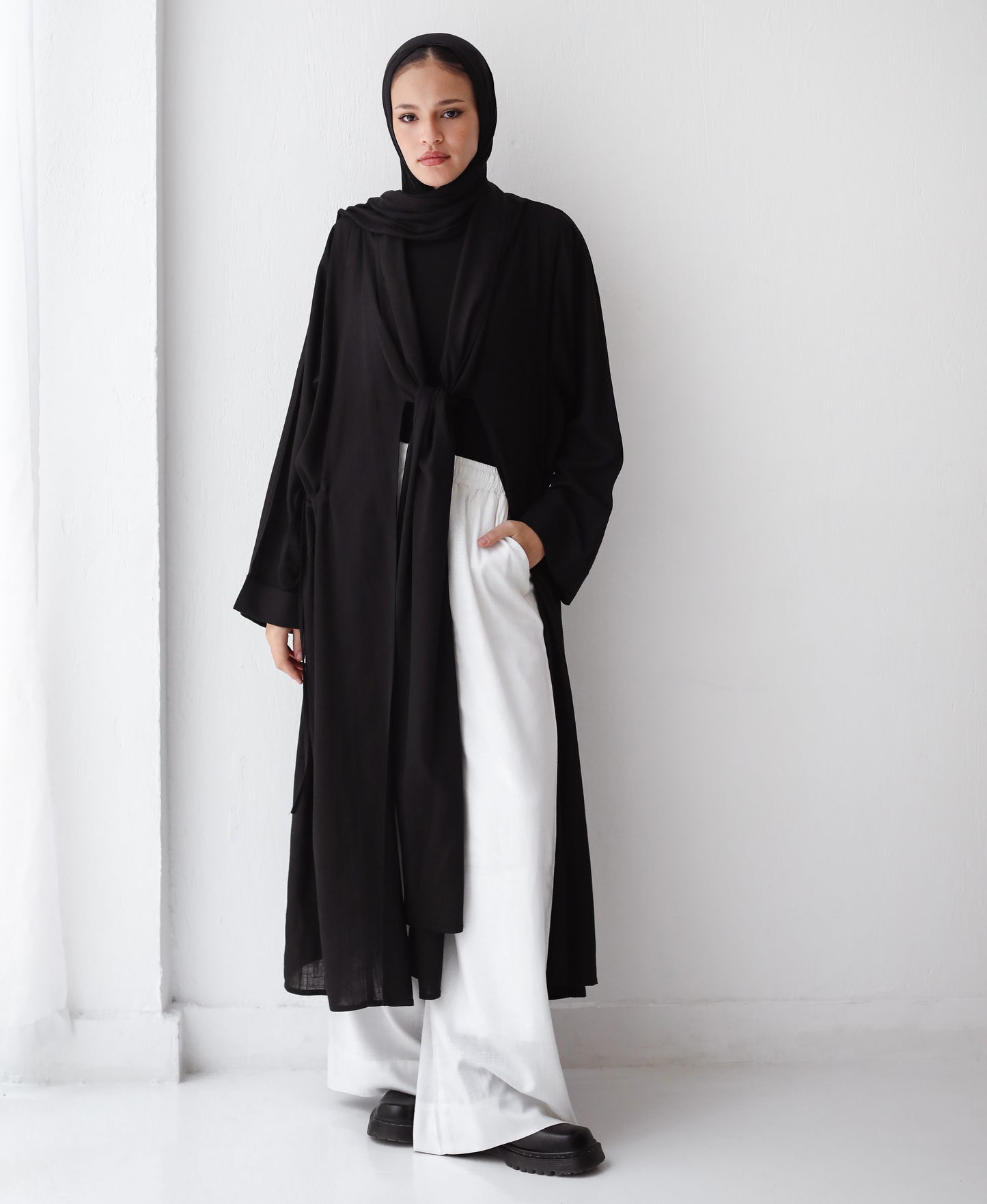 Linen kont cardigan ( black)