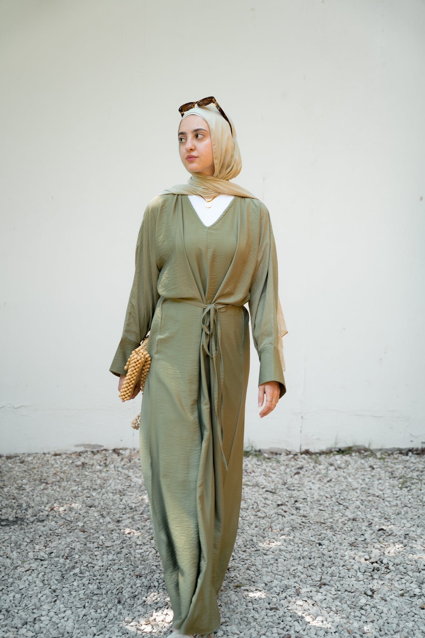 Soft knot dress (olive)
