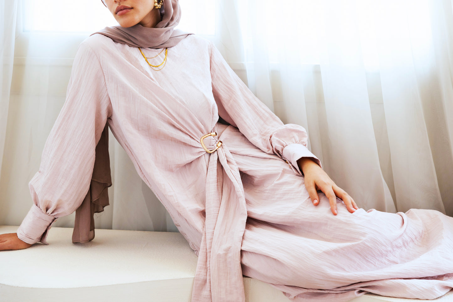 Crinkle Drape Dress (pink)