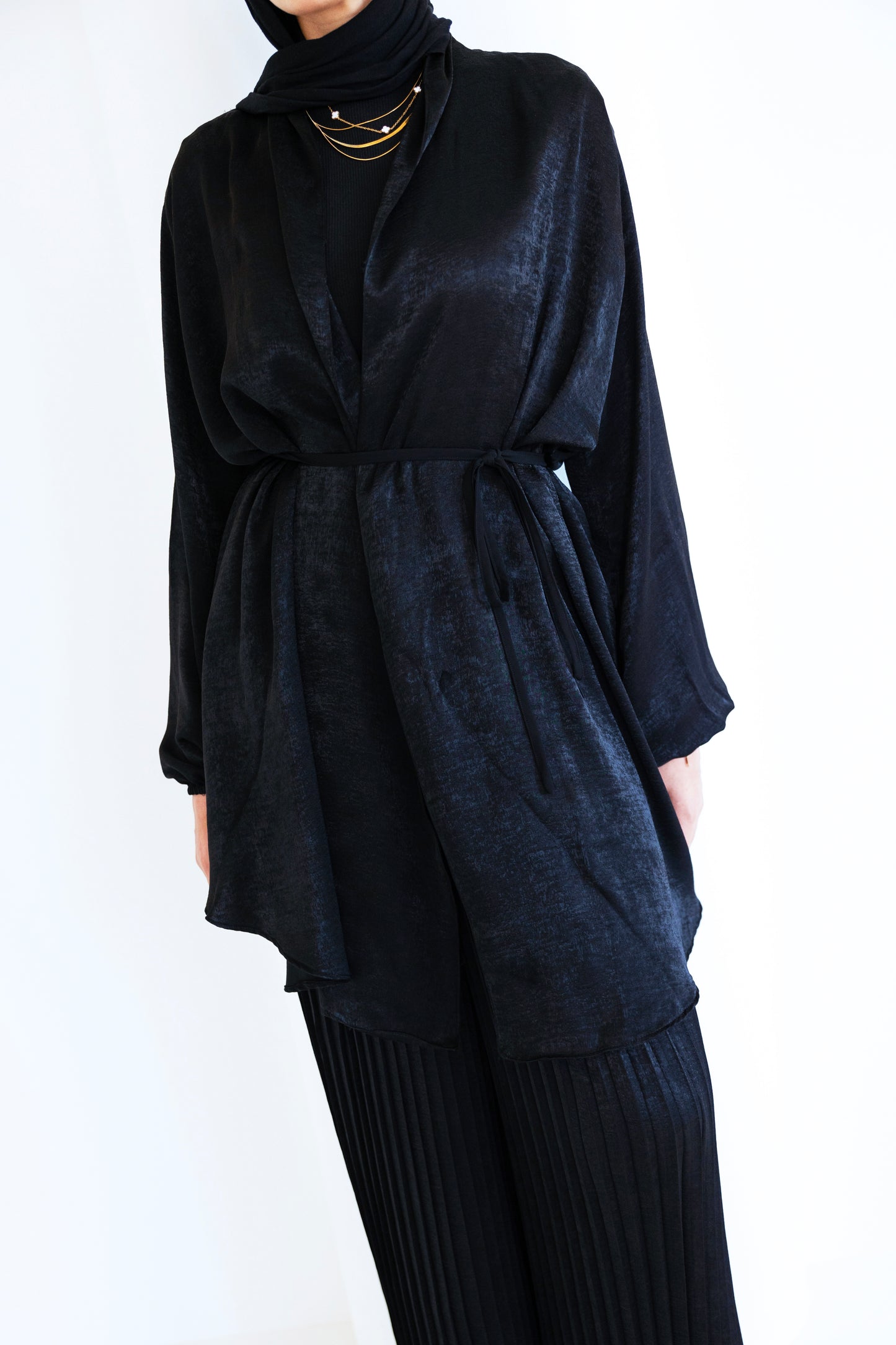 Pleated shimmer set (black )