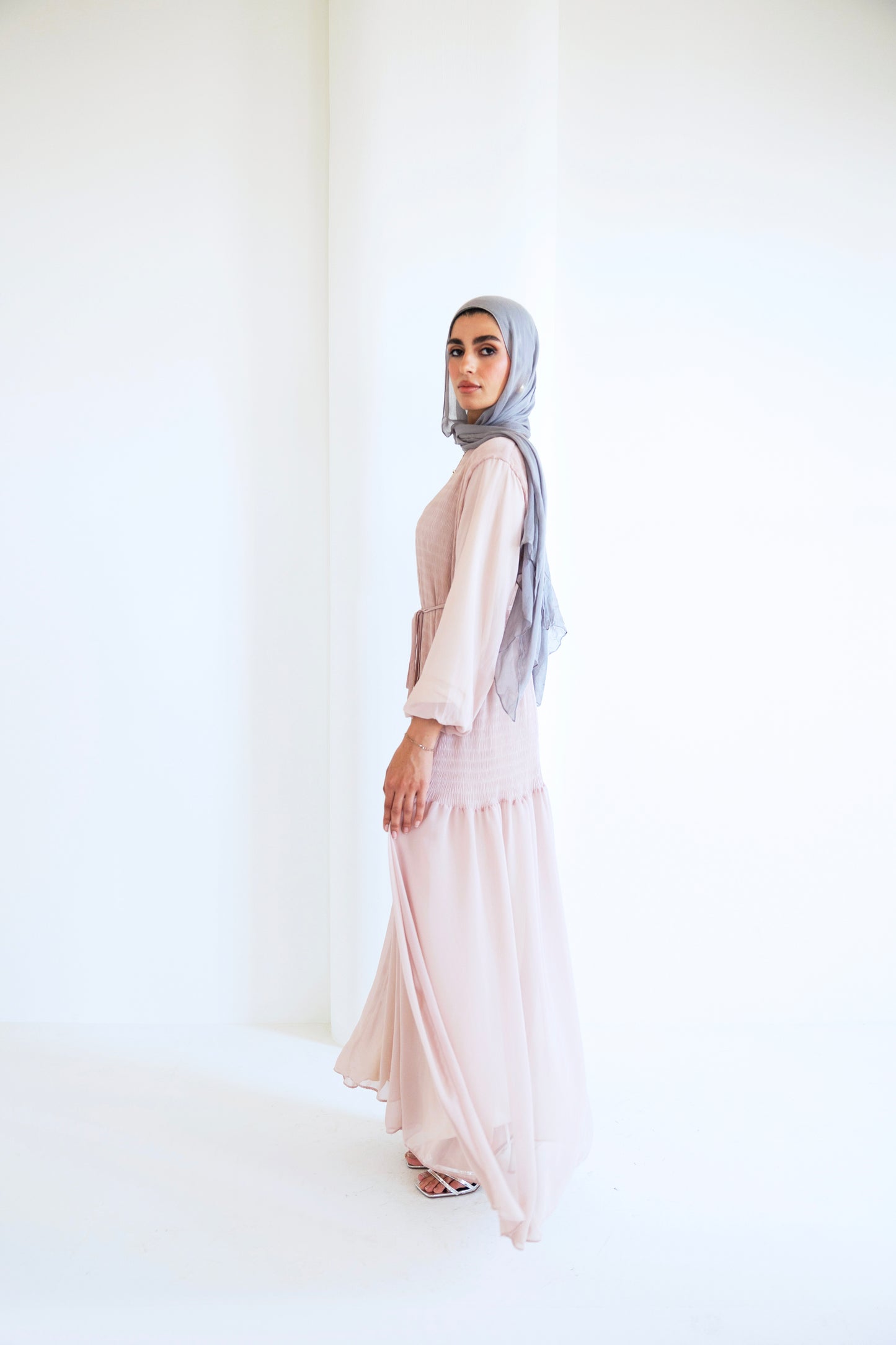 Flowy pleated dress (pink )