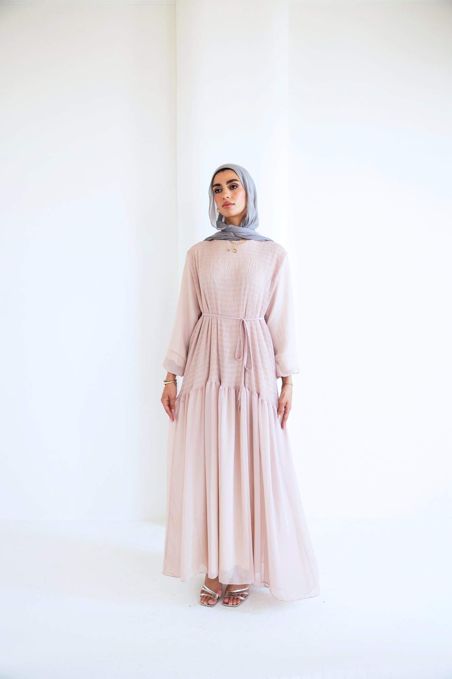 Flowy pleated dress (pink )