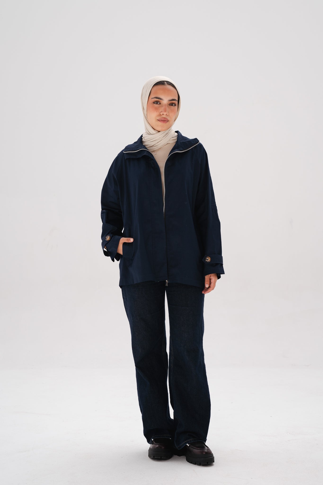 Minimal zip jacket- navy