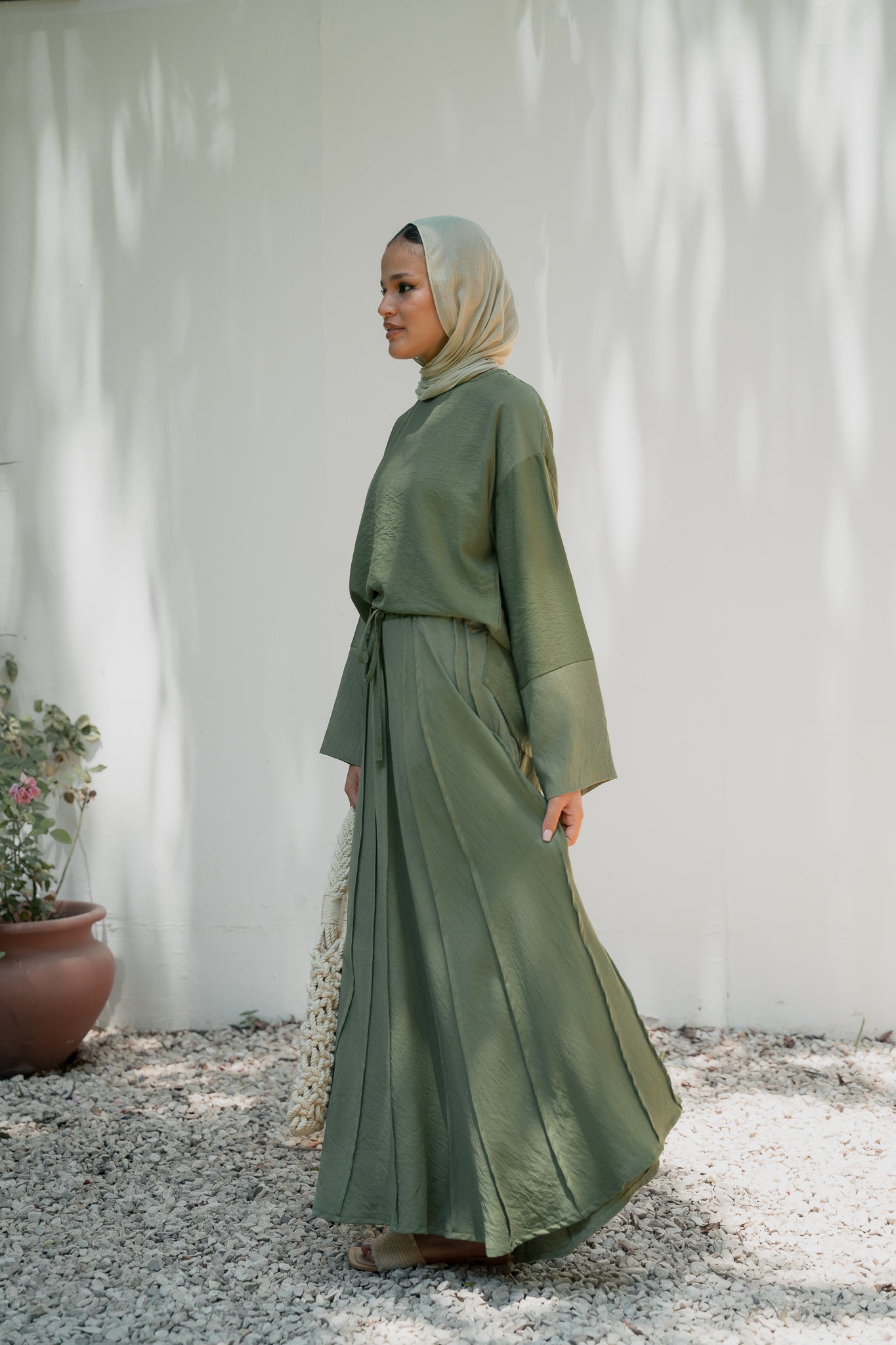 Seamline skirt set( olive )