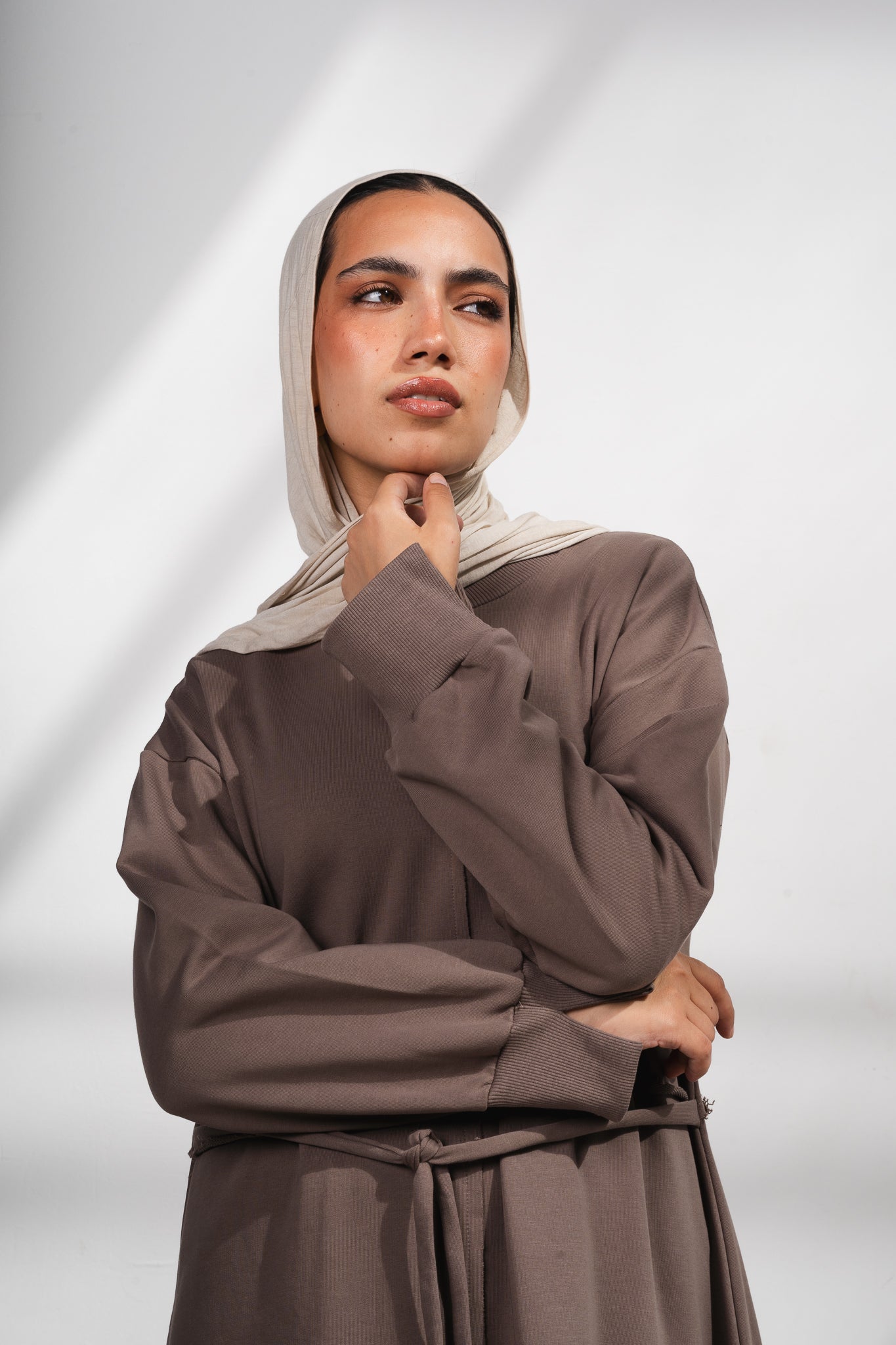 Seamline dress in coffee