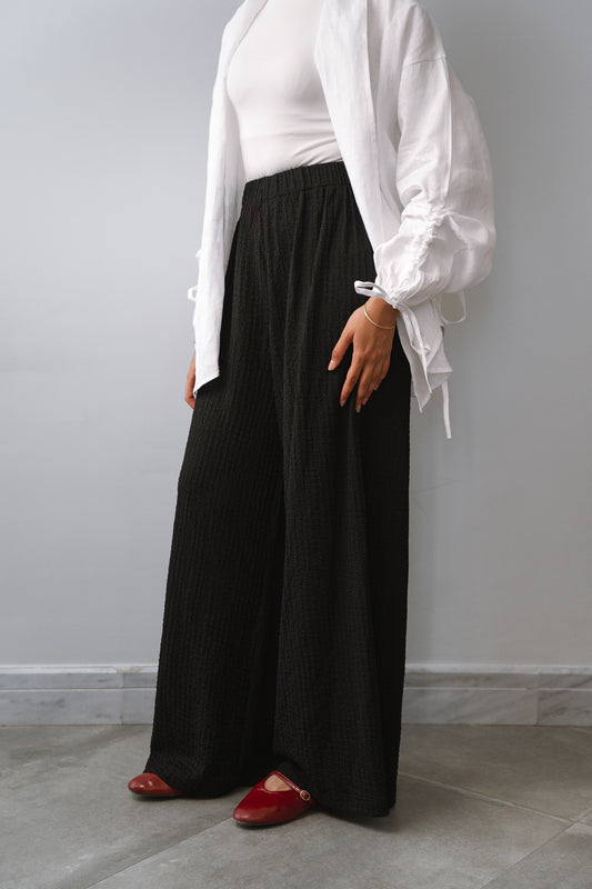 Crinkle pants-Black