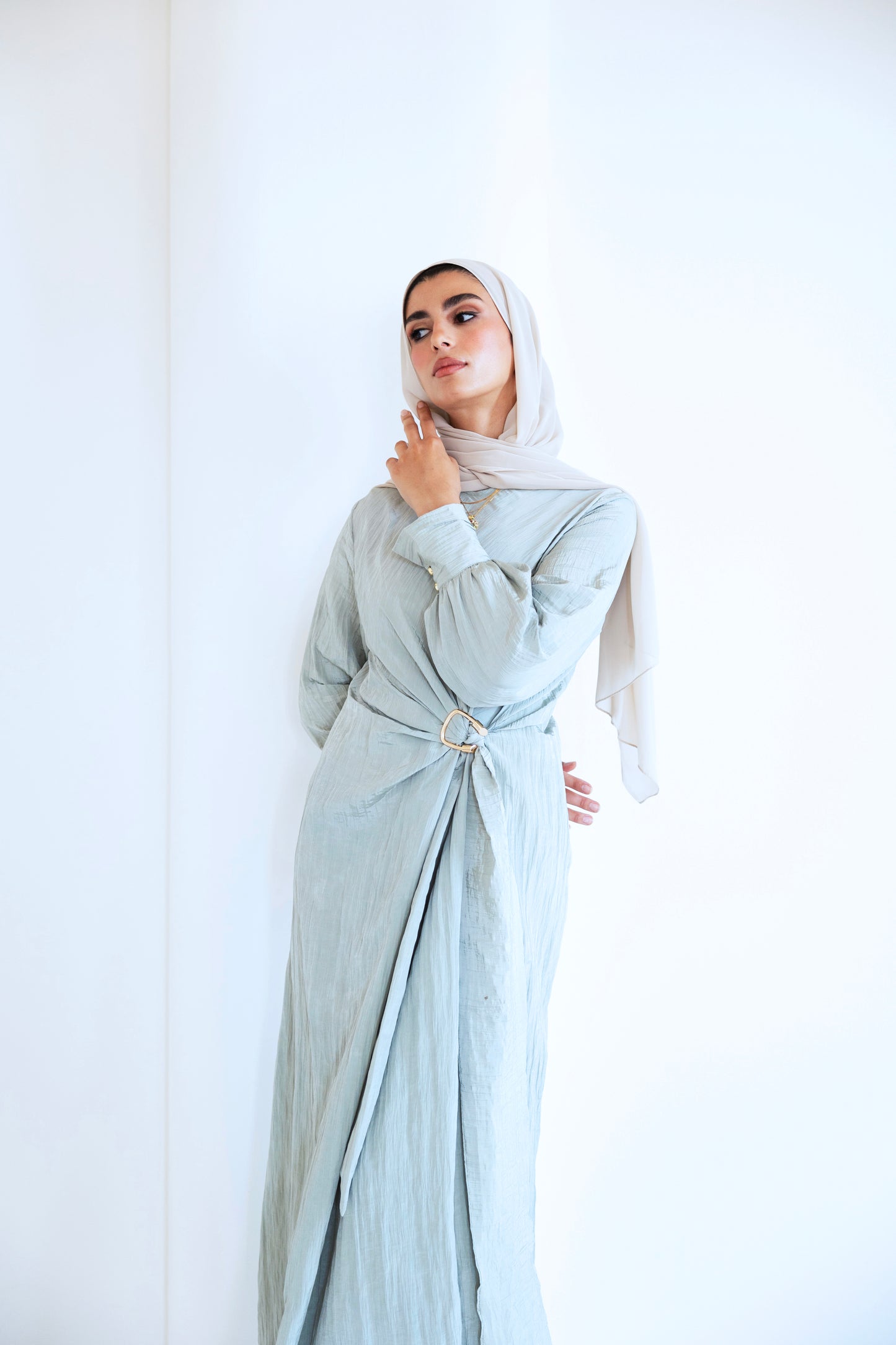 Crinkle Drape dress ( sage )