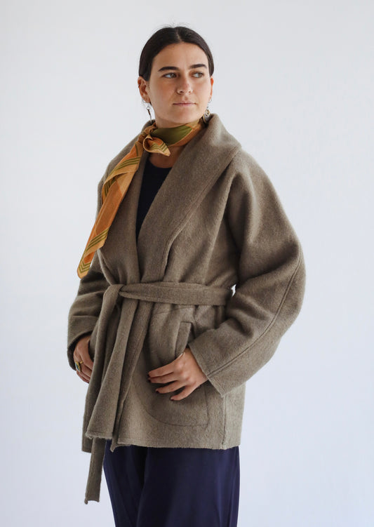 Wool Collar Jacket-Olive