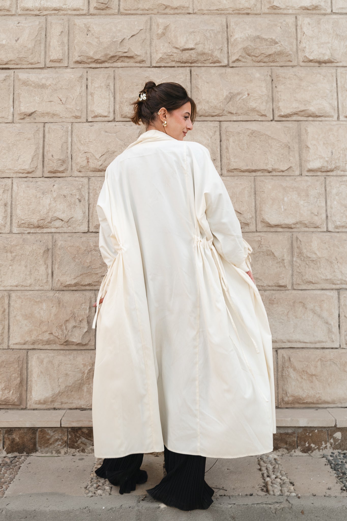 Draped Tie Cardigan-Off white