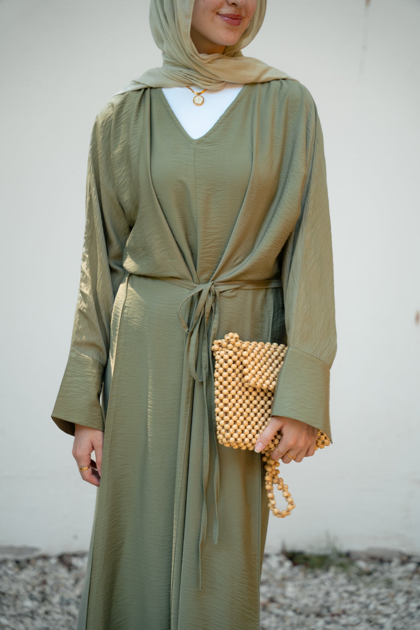 Soft knot dress (olive)