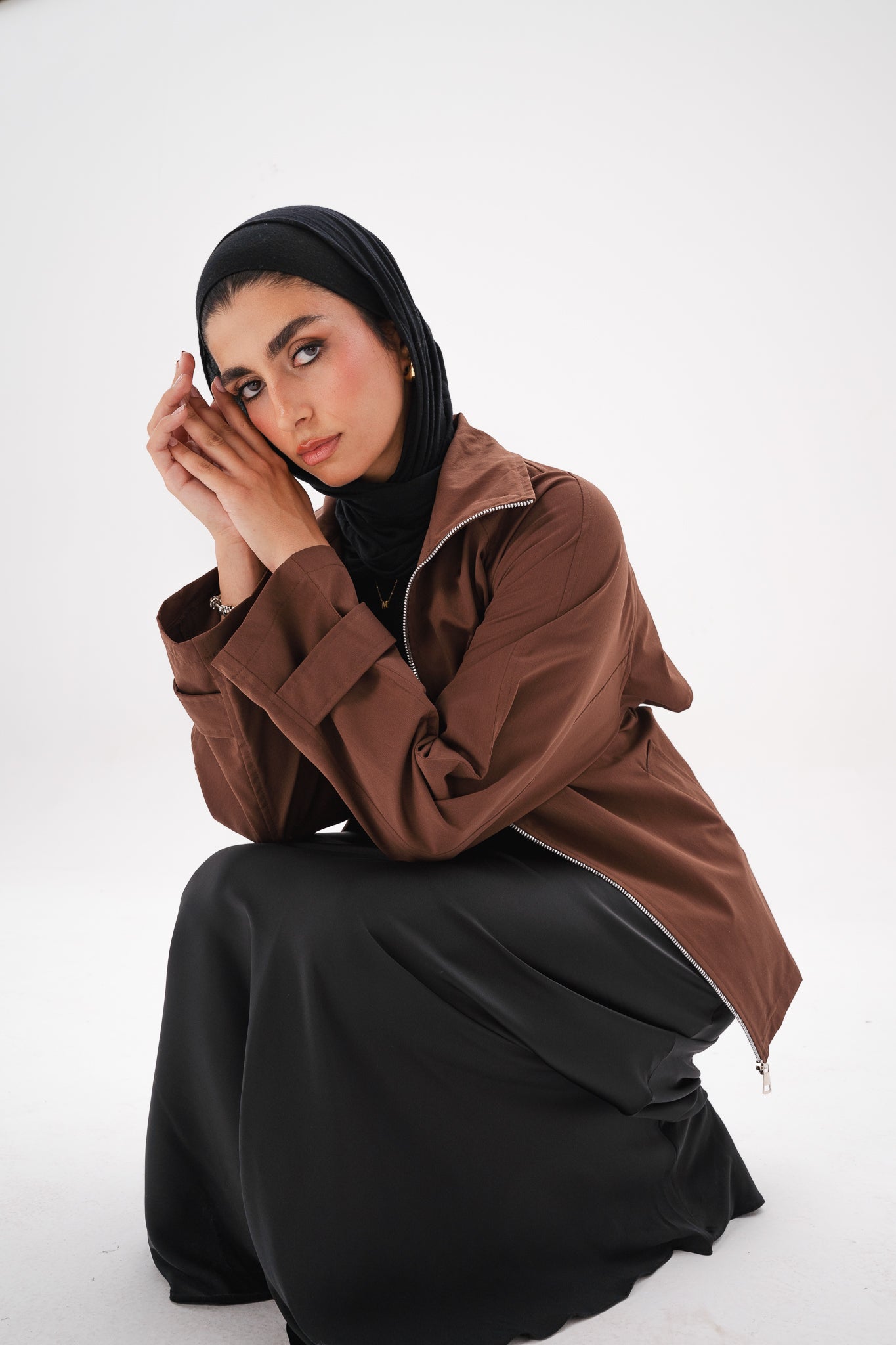 Minimal zip jacket - Brown
