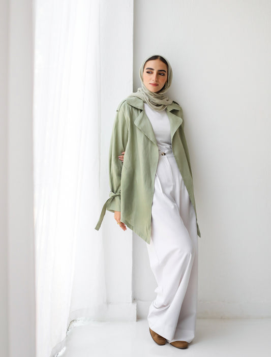 Linen Trench Jacket (sage)
