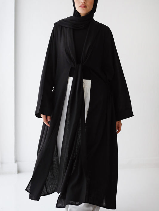 Linen kont cardigan ( black)