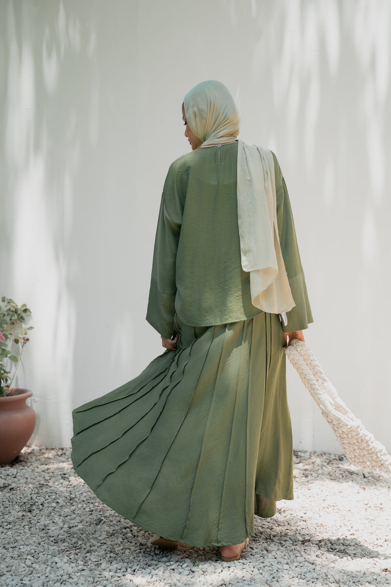 Seamline skirt set( olive )