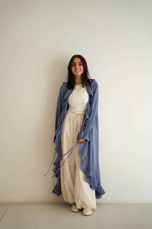 Soft Ruffle Cardigan-blue