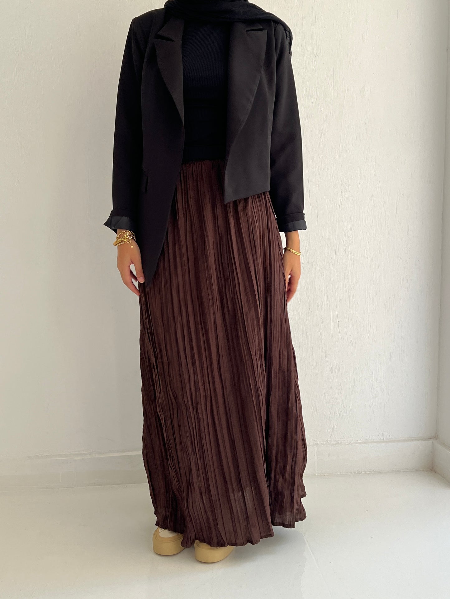 Crushwave skirt ( brown )