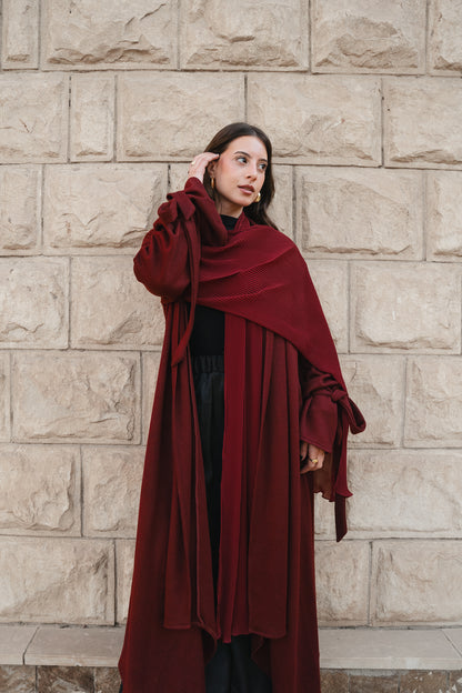 Flow Wrap Cardigan-Burgundy