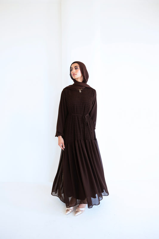 Flowy pleated dress ( brown)