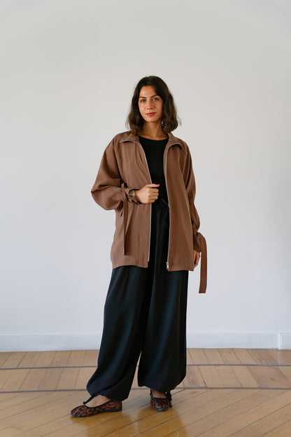 Minimal zip jacket - mocha Brown