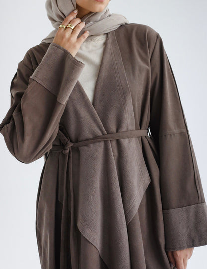 Fur Collar Cardigan-Brown