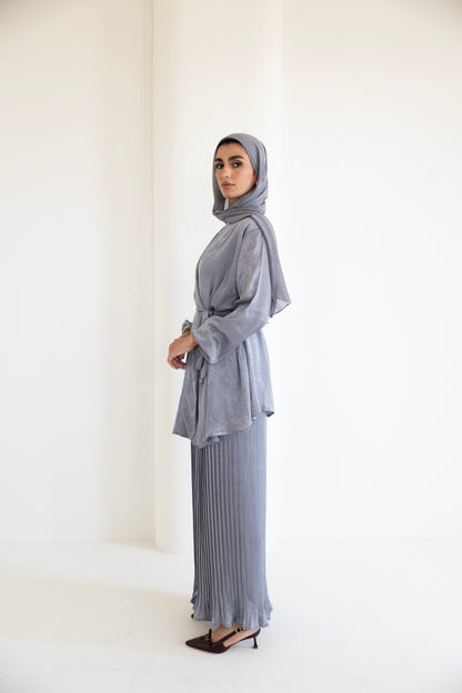 Pleated shimmer set ( grey )