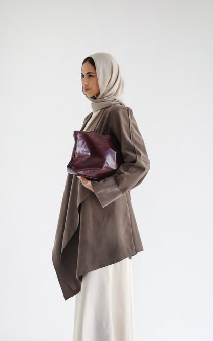 Fur Collar Cardigan-Brown