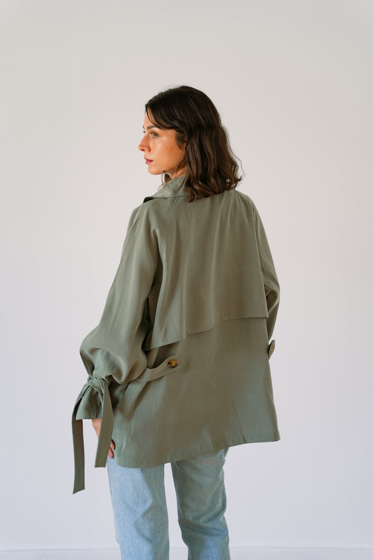 Minimal zip jacket-Sage