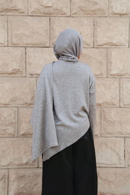 Studded Shawl Top-Grey