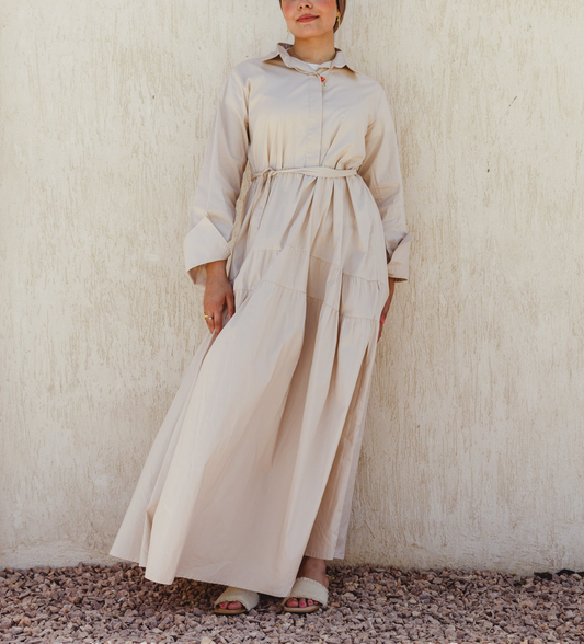 Isla poplin Dress (beige)