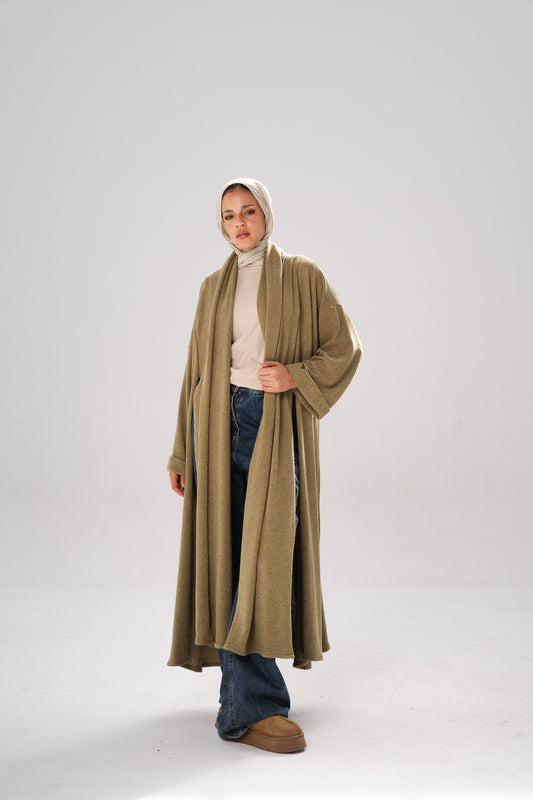 Flow knit cardigan in olive