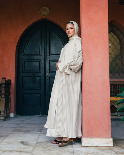 Soft pleated cardigan (beige)