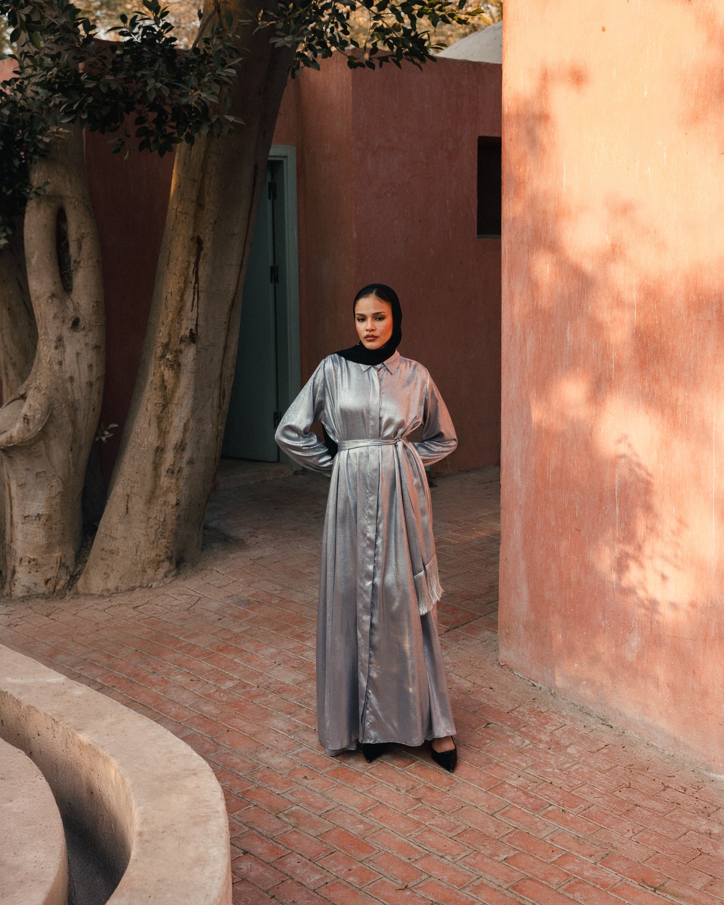 Shimmering shirt dress ( silver)