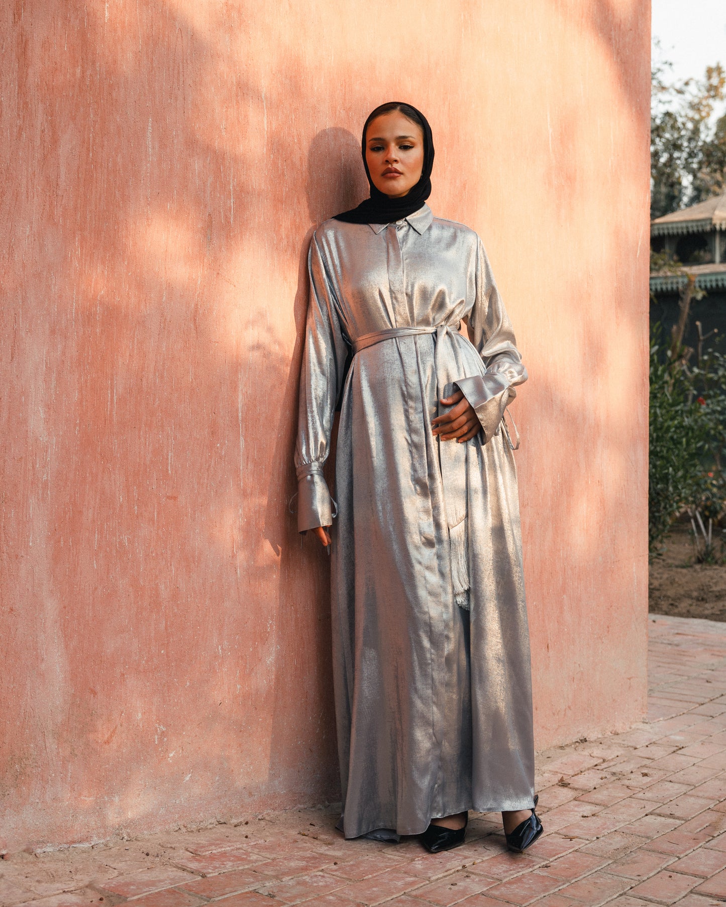 Shimmering shirt dress ( silver)