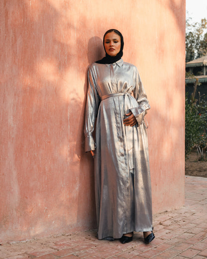 Shimmering shirt dress ( silver)