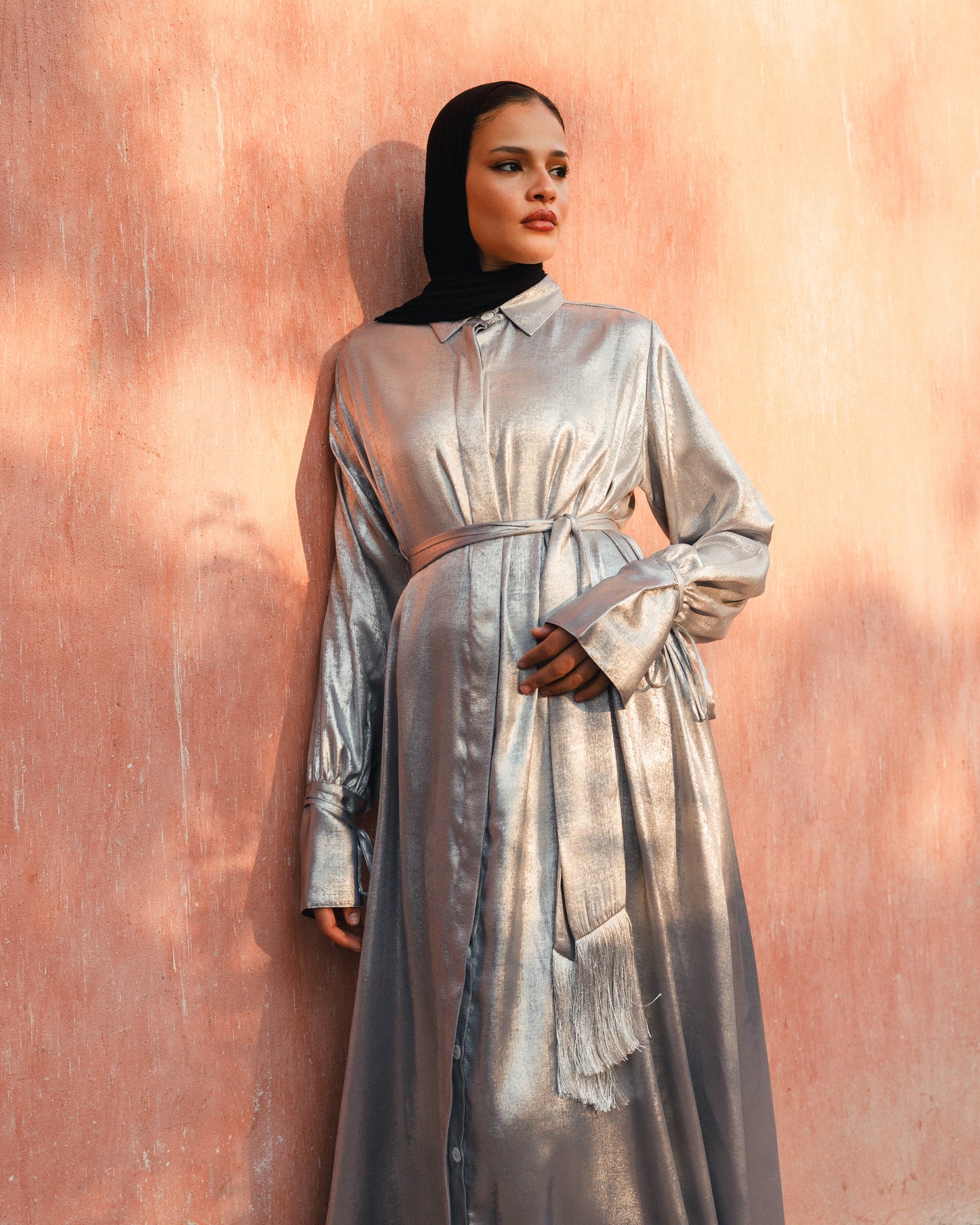 Shimmering shirt dress ( silver)