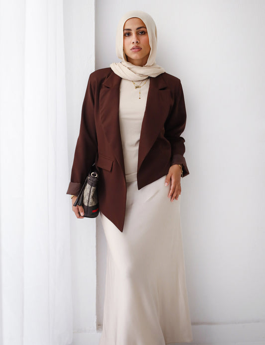 Asymmetrical Blazer - Brown