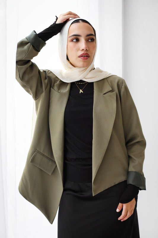 Asymmetrical Blazer - Olive