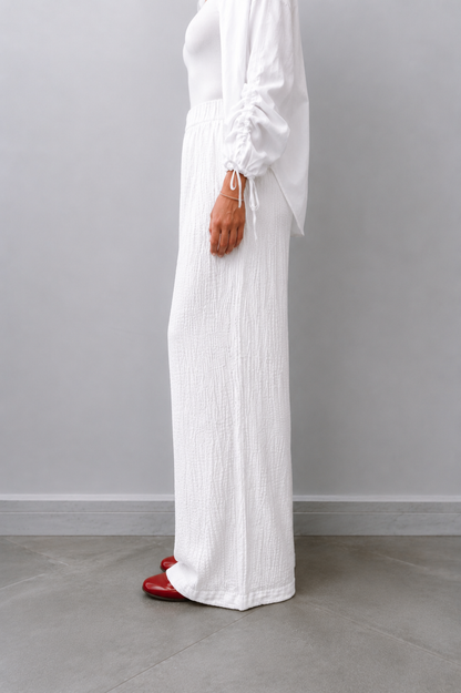 Crinkle pants-white
