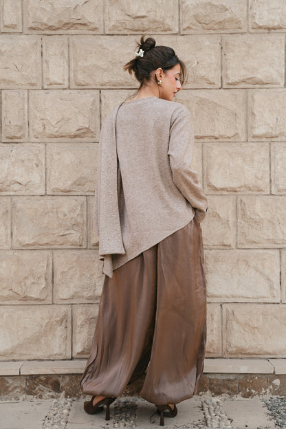 Studded Shawl Top-Coffe